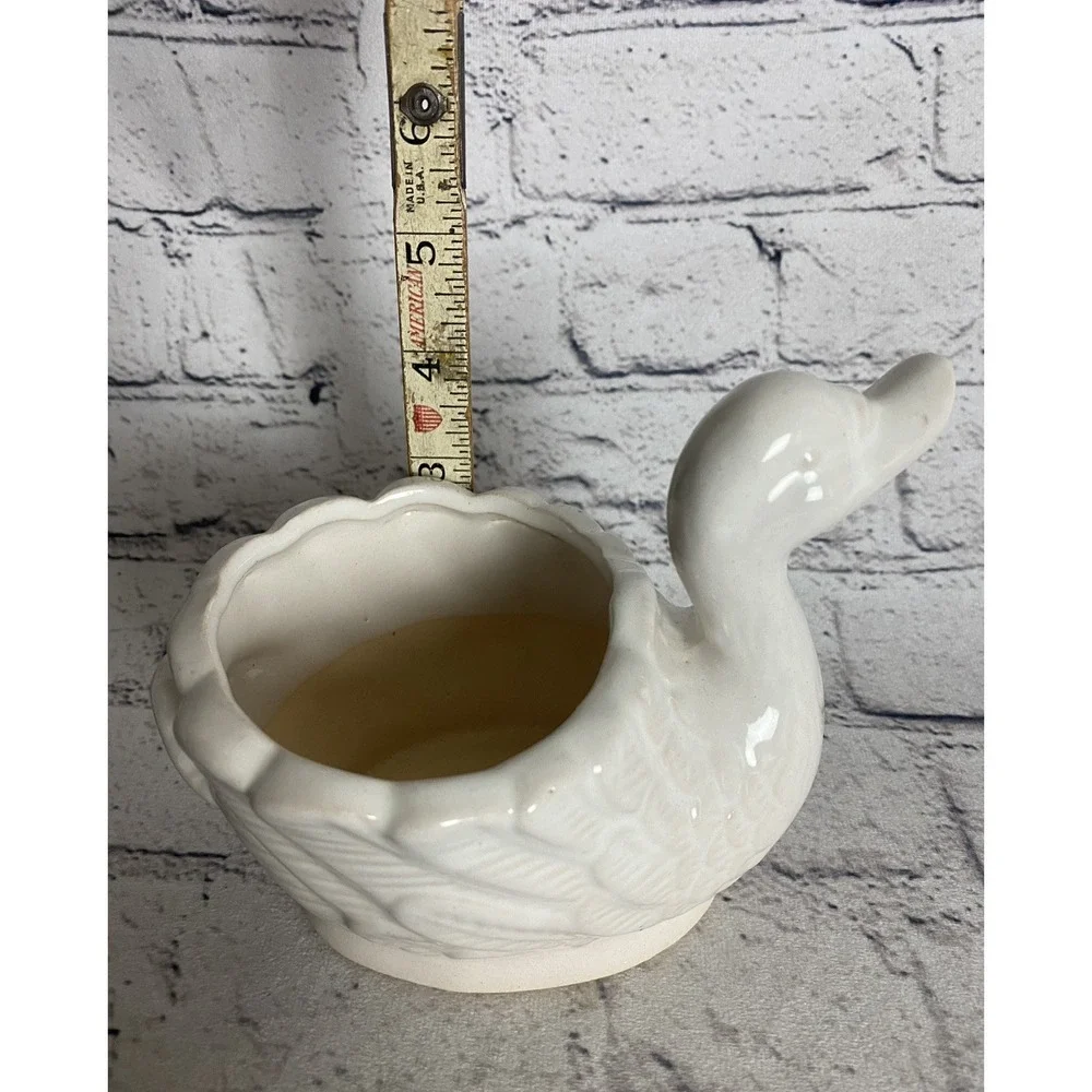 Vintage‎ Ceramic White Swan Succulent Planter Trinket Bowl 6